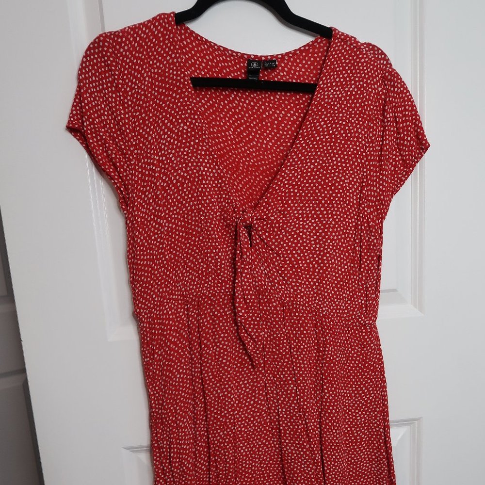 VOLCOM Red Spotted Cotton Dress
